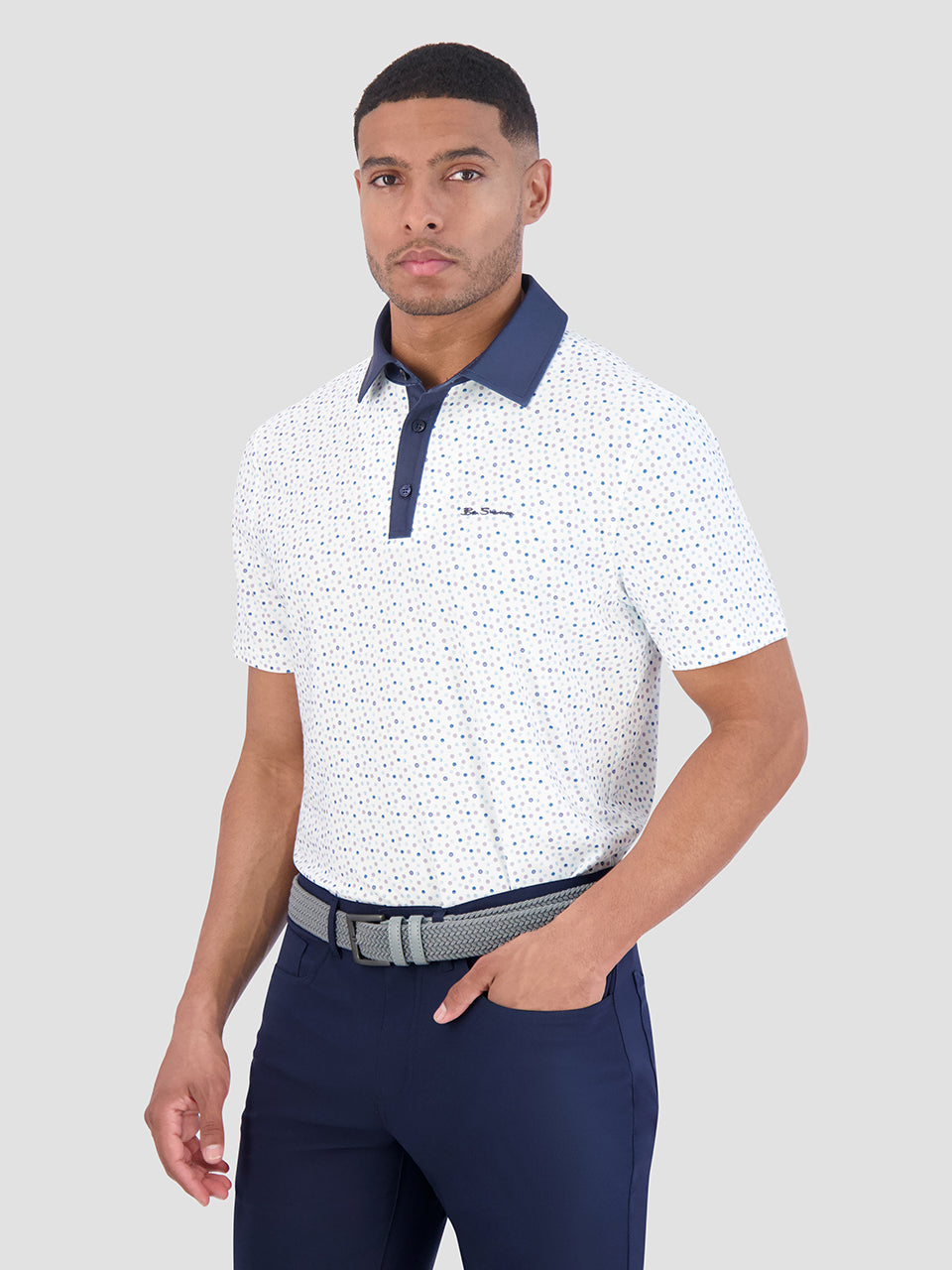 Polos Ben Sherman Polka Dots Tech Jersey Sports Fit Blanche | WCH-36998155